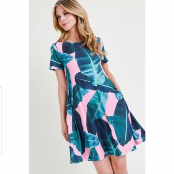 Palm Leaf Flare Dress - Picture 2 of 2